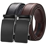 [2 Pack] Men's Belt,West Leathers Slide Ratchet Belt for Men with Genuine Leather Perfect Fit Waist Size up to 44 inches (A-7)