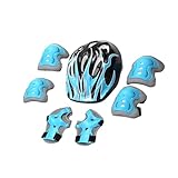 Tecnologia Protezione Urti: Il set casco e parastinchi per bambini integra una imbottitura avanzata assorbiente gli urti e un guscio esterno in PC stabile con strato interno in schiuma, per migliorare la sicurezza sportiva dei bambini durante le attività all'aperto con una difesa stabile e affidabile