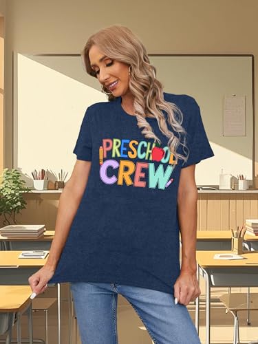 Preschool Teacher Shirts for Women Preschool Crew Tshirt Teacher Life Rainbow Tee Top3