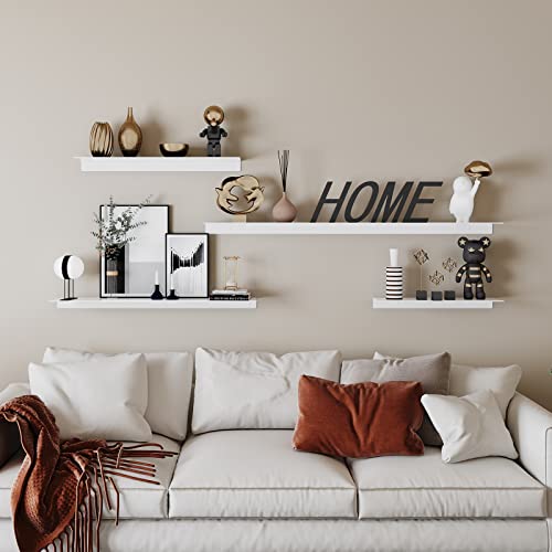 Veefos Bathroom Shelf Floating Shelf Wall Mounted, Metal Wall Shelf Bathroom Storage Shelf Bathroom Organizer Countertop, Aluminum, White(1 Pack, 15.6 Inch) #TOP2