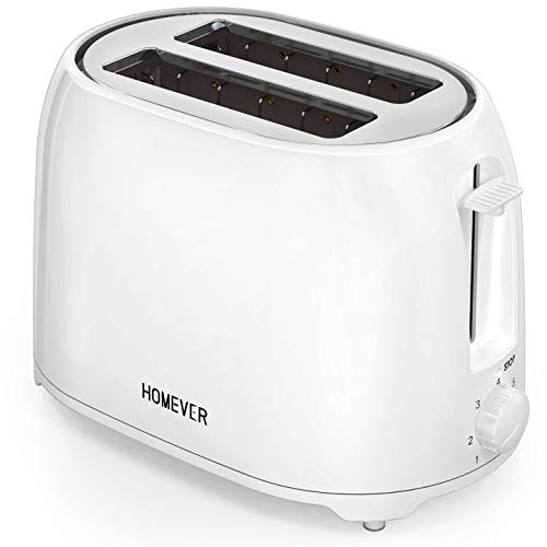 Toaster Homever 2-Scheiben-Toaster, Toaster mit 7 Temperatureinstellungen, Breiter Brottrog, 900 W, TXT-044 Weiß