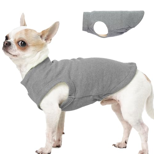 Image of Soft Fleece Dachshund Sweater for Cold Weather, Grey, XS | Warm Sleeveless Small Dog Clothes, Stylish Pullover Sweatshirt for Mini Dachshunds, Chihuahuas，Autumn Winter Outdoor Wear