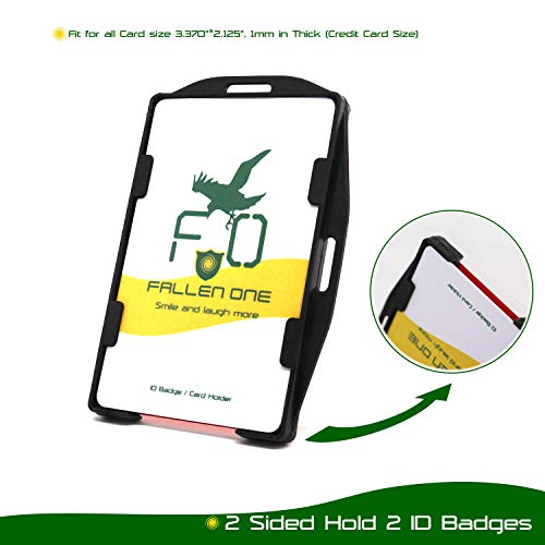 2 Pack - Fallen One Hard Plastic Id Card Holder - Black Badge Holders For Lanyard, Horizontal And Vertical Dual-Use, Double Sided, Hold 2 Cards #TOP2