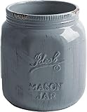 Palais Essentials Ceramic Utensil Crock Utensil Holder (Mason Jar Antique Cool Grey)