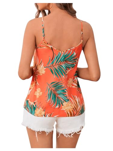 SweatyRocks Women's V Neck Floral Print Cami Tank Top Sleeveless Blouse Shirt2