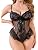 EVELIFE Damskie koronkowe body z fiszbinami jednoczęściowe wycięcie mini koronkowe falbany babydoll bielizna nocna plus size S-XXL