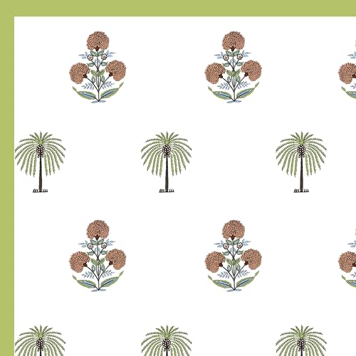 Image of BLOCKS OF INDIA Hand Block Printed 200 TC Cotton King Size Bedsheet (Open Green Motifs)