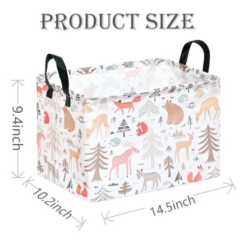 Image of Kids Gift Shelf Nursery Storage Basket Laundry Hamper Storage Box and Bins for Home Clothes with Handles (Bear)