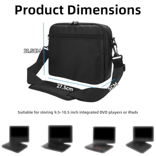 Funda para DVD de 9.5" con nailon impermeable y correa cruzada para transporte seguro de viaje 7