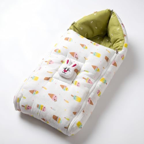 Image of VoiDrop Baby Sleeping Bag for New Born, Muslin Baby Sleeping Bag 0-6 Month for Infant, Washable & Foldable Cotton Design (Olive Green)