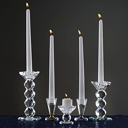 Balsacircle 2 Pcs 7-Inch Tall Crystal Glass Candelabra Candle Holder - Wedding Party Dining Table Home Centerpieces Decorations Gift #TOP4