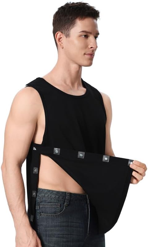 Post-Surgery Magnetic Button Shirt for Men – Sleeveless Recovery Tank Top with Full Magnetic Closures on Shoulders & Sides - Image 2