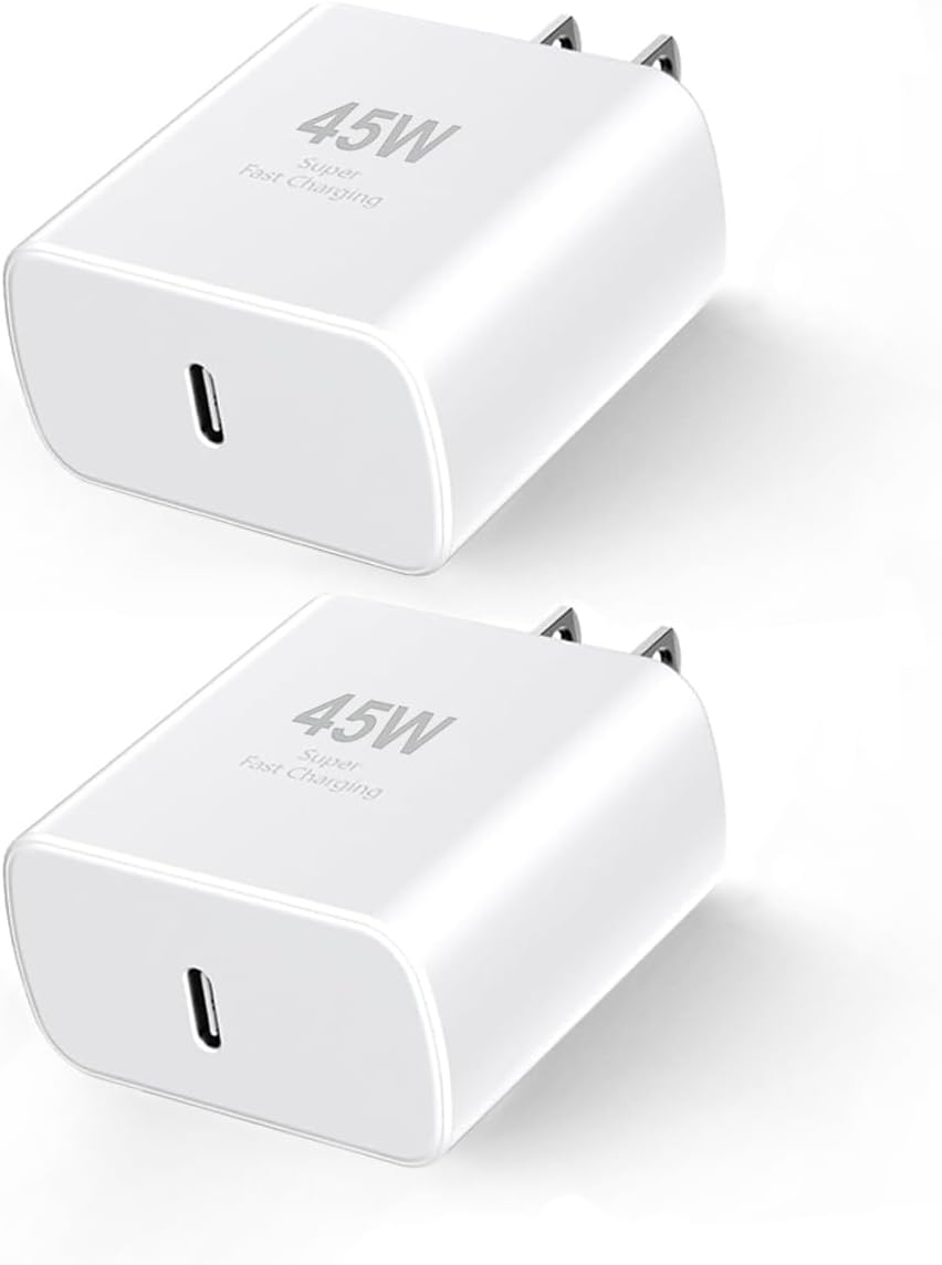 Samsung S25 Super Fast Charger, 2Pack 45W USB-C Super Fast Charging Brick Plug Wall Charger Adapter Block-PD GaN Power PPS Charger for Galaxy S25/S24/S23 Ultra Plus/S22/Z Fold6/Z Flip6/Tab S10/S9