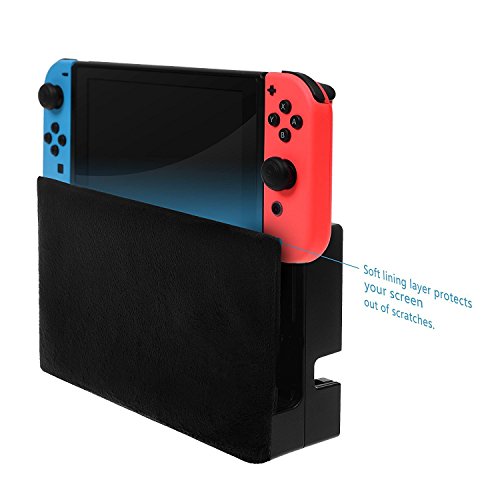 Wanty Nintendo Switch Dust Cover Soft Velvet Lining Anti Scratch Cover Sleeve Pad for Nintendo Switch Charging Dock (black)