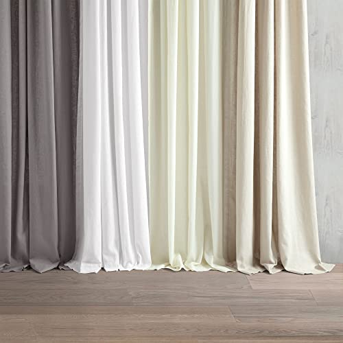 Lush Decor Belgian Flax Prewashed Linen Rich Cotton Blend Window Curtain Panel (Single Panel), 96" L X 50" W, White #TOP4