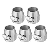 X AUTOHAUX 5 Pcs AN8 Hex Car Hose Finisher Flexible Rubber Pipe Clamp with Screw Band Adapter Fitting for Oil Fuel Water Tube Silver Tone