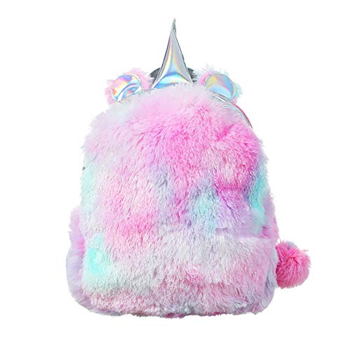 Plüsch Mini Einhorn Rucksack, niedlicher Plüsch Einhorn Rucksack für Mädchen Schultasche Reisetasche (1 #) Cover