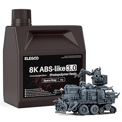 ELEGOO 8K ABS-Like 3.0 3D Printer Resin Space Grey 2000g | 405nm Photopolymer Resin for 12K/14K/16K Mars Saturn Jupiter MSLA DLP LCD 3D Printing with Strength and Toughness