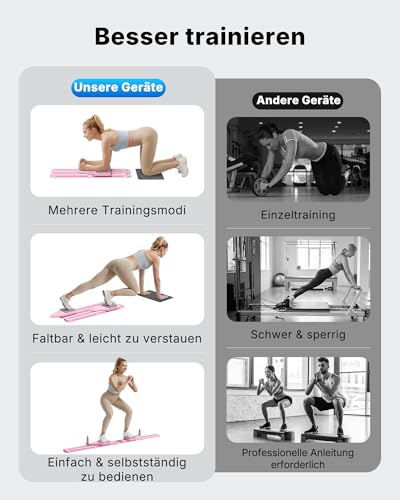 MERACH Reformer für Pilates– Pilates Board Multifunktions Bauchtrainer Brett 120KG Klappbar, Pilates Reformer für Rumpf, Bauch, Arme & Beine, FitnessgeräTe für Zuhause Leise