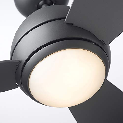 Luminance Kathy Ireland Home Curva Led Outdoor Ceiling Fan With Light Kit | Modern Fixture With 6-Speed Remote Control | Low Profile With Downrod Mount, 52 Inch, Graphite #TOP3