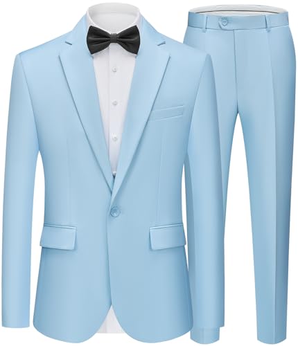 WEEN CHARM Mens Suits 2 Piece Slim Fit One-Button Wedding Tuxedo Suit Set | Notched Lapel Elegant Blazer Trousers Classic Fit Formal Wear Dress Suits for Prom Business Graduation Back to Scho product thumbnail 15