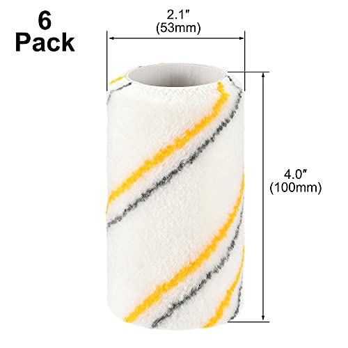 Uxcell Paint Roller Cover 4 Inch X 1/4" Nap Mini Acrylic Fibers Brush For Household Wall Painting Treatment 6Pcs #TOP1