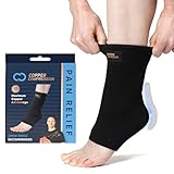 Copper Compression Achilles Support Sock – Silicone Gel Support for Tendonitis, Injury Recovery & Pain Relief – Lightweight, Breathable Compression for Swelling & Circulation – Wear Day & Night – L/XL