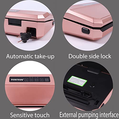 Yovyov Vacuum Sealer Machine, 80Kpa Vacuum Sealer Machine With Starter Kits, Vacuum Air Sealing System For Food Preservation, Dry & Moist Food Modes, Compact Design (Rose Gold） #TOP6