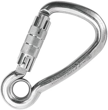 Kong Italy Harness Eye Twist Lock Carabiner, AISI 316 Stainless Steel Asymmetric Connector with Fixed Eye