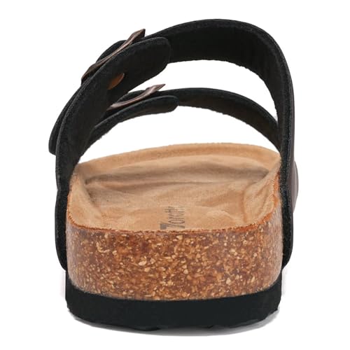 Torotto Mens Slides with Cork Footbed Open Toe Adjustable Webbing Flat Sandals for Walking | Beach | Indoor4