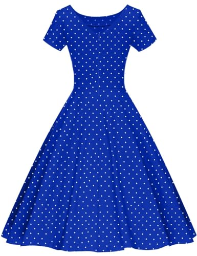 Image of GownTown Women's 1950s Vintage Dresses Short Sleeves Cocktail Stretchy Party Dresses with Pocket
