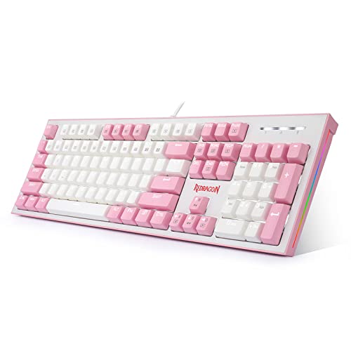 Redragon K623 �f���A���J���[�L�[ ���J�j�J���Q�[�~���O�L�[�{�[�h �V���O���z���C�gLED + RGB�T�C�h�G�b�W�o�b�N���C�g 104�L�[ �L���R���s���[�^�L�[�{�[�h �u���[�X�C�b�`�t�� Windows PC�p(�z���C�g+�s���N)