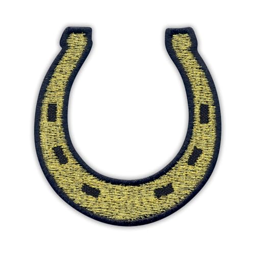 Image of Patchion Gold Horseshoe - Iron-on/Heat Seal Backing - Embroidered Patch/Badge/Emblem