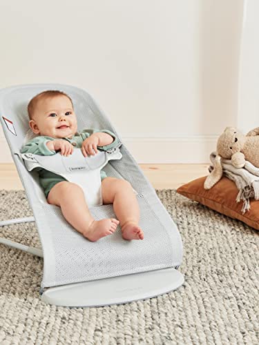 Image of BabyBjorn Bouncer Balance Soft, Mesh, Silver /White 2-in-1 Adjustable Baby Bouncer Seat and Toddler Chair, Newborn to Toddler (8-29 lbs), 4 Positions, Lightweight & Portable