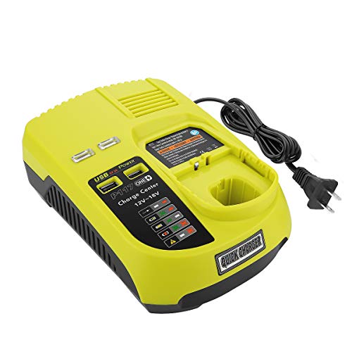 Energup P117 Dual Chemistry IntelliPort Battery Charger Li-ion Ni-cad Ni-Mh Charger 12V 18V MAX for Battery P100 P102 P103 P105 P107 P108 P200 1400670 Ryobi One+ Plus Battery