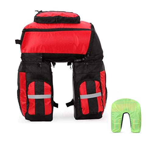 LEXIN ELECTRONICS DESIGN FOR BIKE Bolsa Impermeable 3 en 1 para Bicicleta MTB de 70 l con Cubierta para la Lluvia, Rojo
