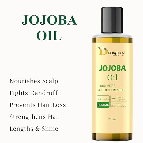 Image of Drontika Wild & Pure Cold Pressed Jojoba Oil for Hair Growth, Face Glow & Skin - 200ml 100% Pure, Organic, Virgin & Unrefined | For Hair Growth, Radiant Skin & Moisturization