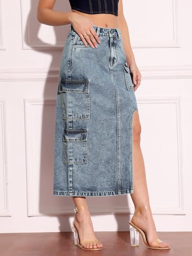 Image of Miss Chase Women's Straight High Rise Mini Denim Skirt