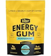 Viter Energy 60mg Caffeine Gum (Peppermint Flavor, 30 Pieces) - Sugar Free, Vitamin B3, B6, B9, B...