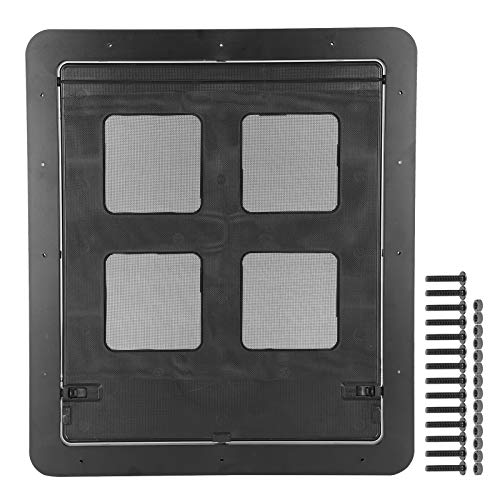 Puerta Pantalla para Mascotas Pequeñas, Puerta Corredera con Solapa Magnética, Color Negro, Tamaño Grande - Instalación Simple, Ventilación Óptima, Ideal para Gatos y Perros (Grande)