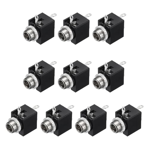 sourcing map 20 Pcs 3 Pins Female 3.5mm Mono TS Jacks Plug Socket with Nuts for Audio Headphone Radio PCB Panel CD Players