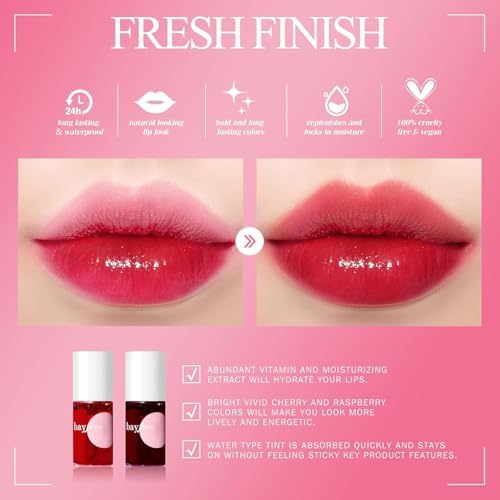 Lip Tint Stain Set, Korean Water Tint Lightweight