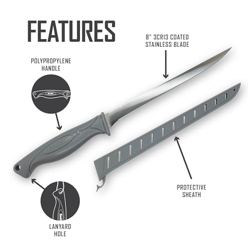 Smith's 8” Lawaia Flex Fillet Knife | 400 Series Stainless Steel Blade | Non-Slip Grip Handle | Protective Sheath | Curved Fillet Knife | Salmon, Tuna | Fishing & Hunting Knife by Smith's - Image 3