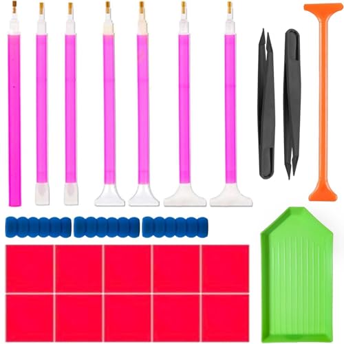 ElevaPulse 24 Stück Diamond Painting Stift und Zubehör für DIY Diamantmalerei, Stickerei, Nagelwerkzeug und Painting Craft