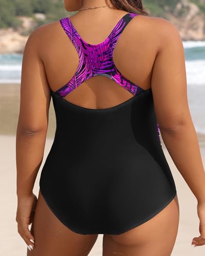 Image of Aqua Eve Plus Size Swimsuits Athletic One Piece Bathing Suit for Women Tummy Control Slimming Swimwear