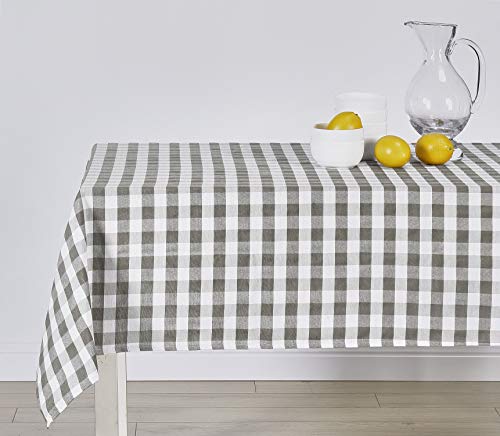 Home Maison Umid Checkered Tablecloth Rectangle-Stain Resistant, Spillproof And Washable Gingham Table Cloth For Outdoor Picnic, Kitchen And Holiday Dinner, 58X102, Grey #TOP6