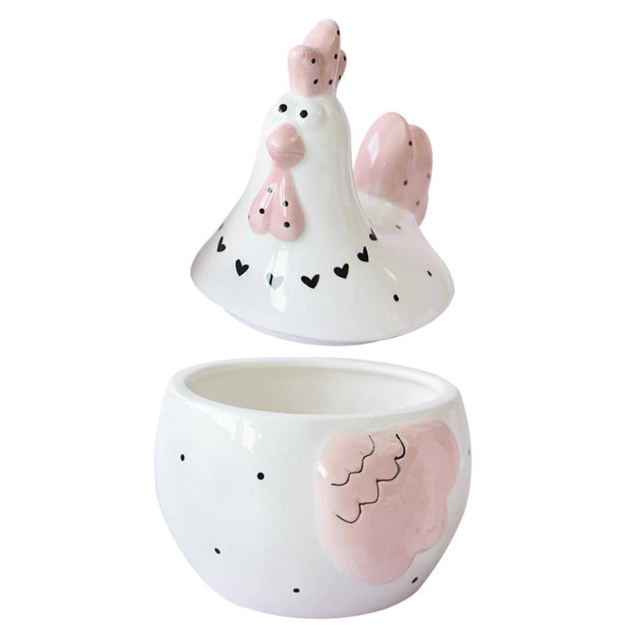 LIFKOME Barattolo per Uova e Caramelle in Ceramica, Contenitore Sigillato con Coperchio, Barattolo Ovoide Duraturo per Cucina e Conservazione Alimenti, Decorazione Casa, Portaoggetti