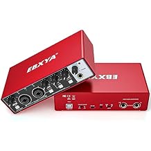 EBXYA 2x2 Audio Interface for Recording Music, 24-bit/192kHz Plug and Play USB Interface for PC and Mac, Studio, Guitar, Podcast, StreamingMetallic Red
