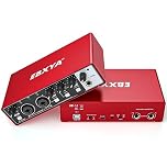 USB Audio Interface for PC,Computer Audio Interface for Recording Music 24Bit/196kHz, Portable Interfaz de Audio Mixer for Studio, Beginner Friendly Guitar Audio Interface (Audio Interface-Red)