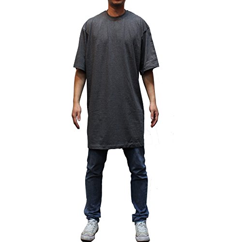 THE BASIX Big and Tall TEE Men Heavy Weight Plain S/S T-Shirts Crew Neck Solid Heavy Weight (2XLT, D.Gray)